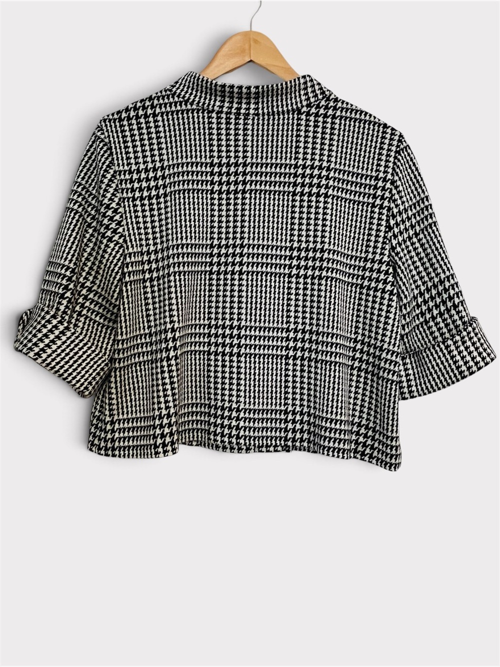 Y2K Vintage Jessica Houndstooth Plaid Cropped Jacket Size 12 Made in Canada - Picture 5 of 13